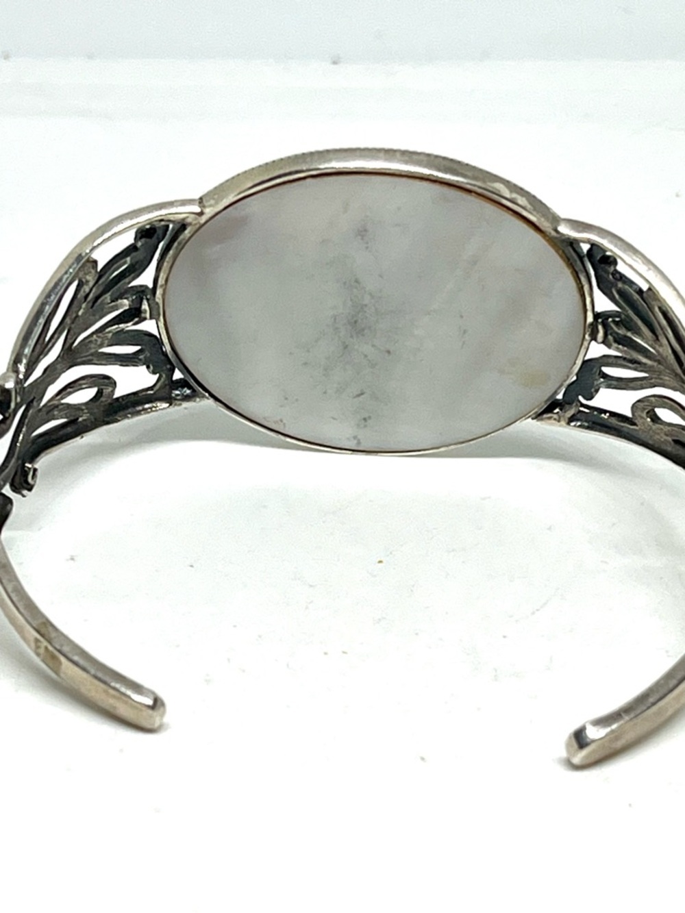 Silver Floral MOP Filigree Cuff Bracelet - Picture 4 of 4